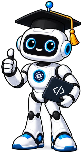 Robot Dr.Steam giơ ngón cái, tay cầm máy tính bảng lập trình